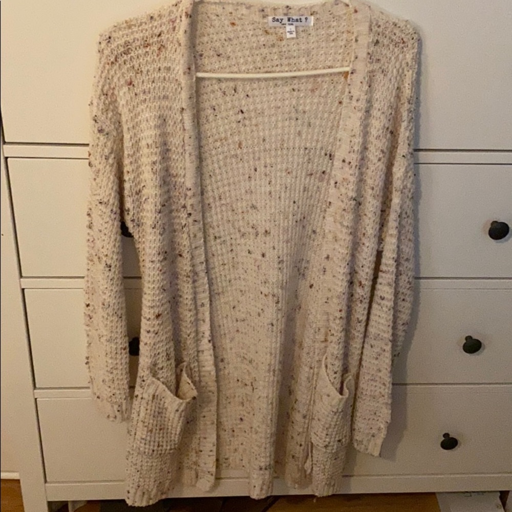 cream cardigan